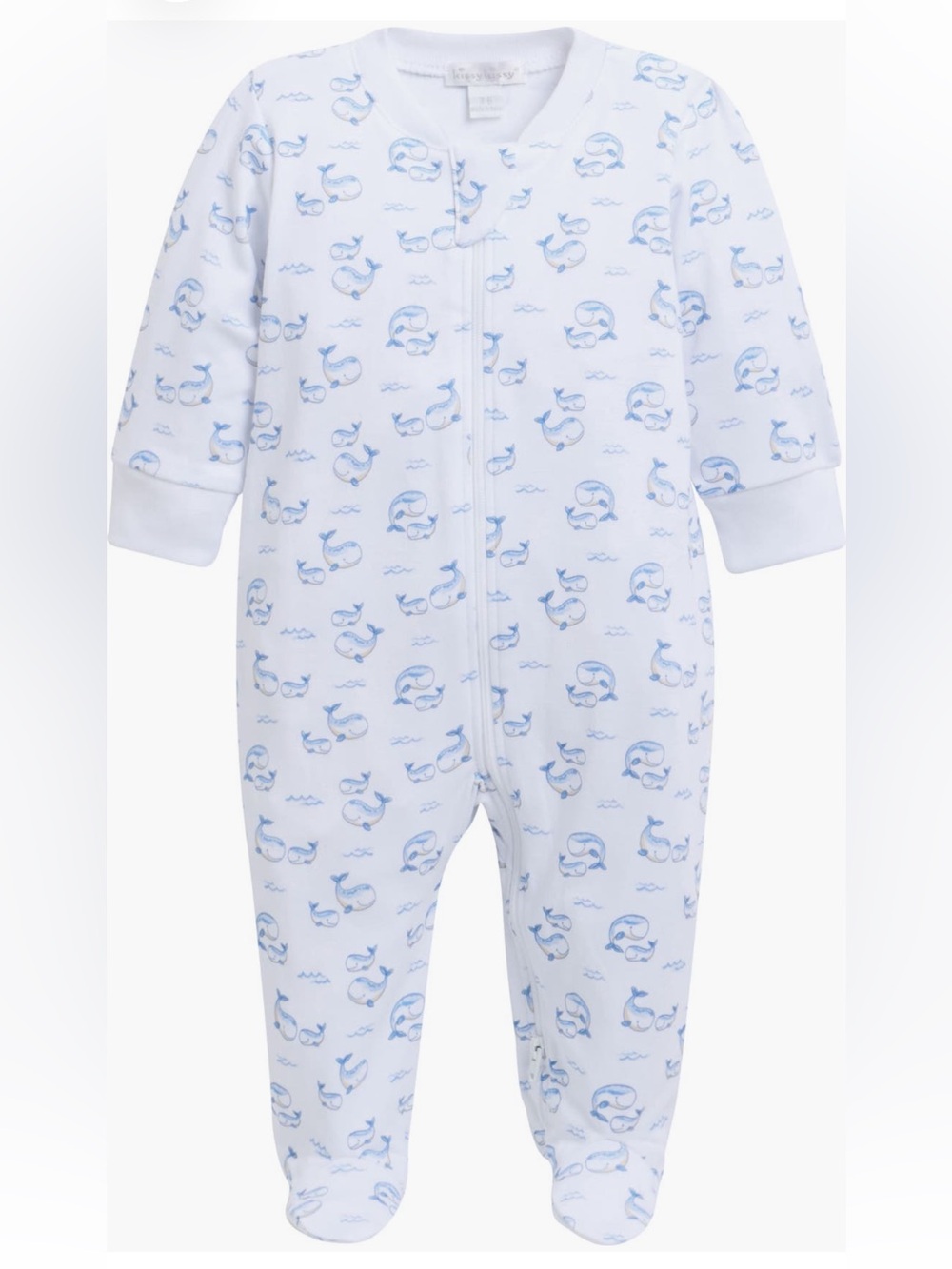 Like NEW Kissy Kissy Whale Onesie, Pima Cotton Footie Baby Boy Zipper Ocean Sea